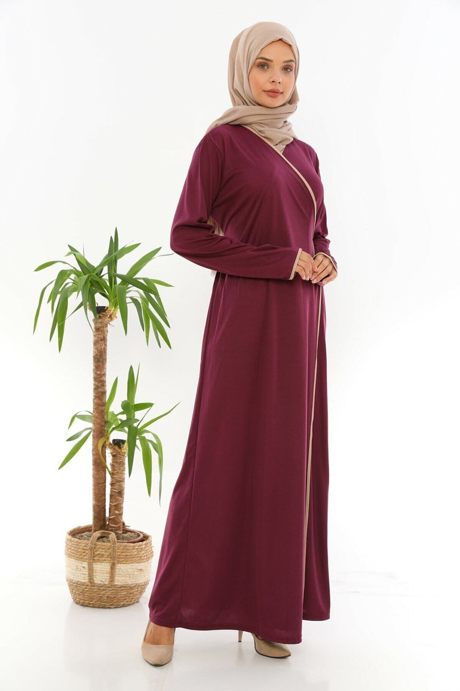 Side Tied Prayer Dress Plum - MALLTURK