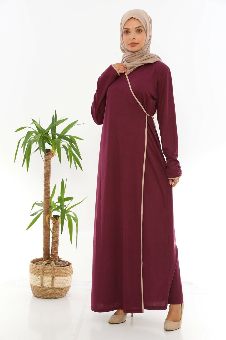 Side Tied Prayer Dress Plum - MALLTURK