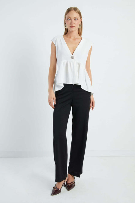 Single Button Ayrobin Fabric Vest - MALLTURK