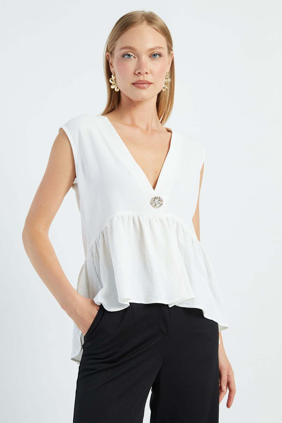 Single Button Ayrobin Fabric Vest - MALLTURK