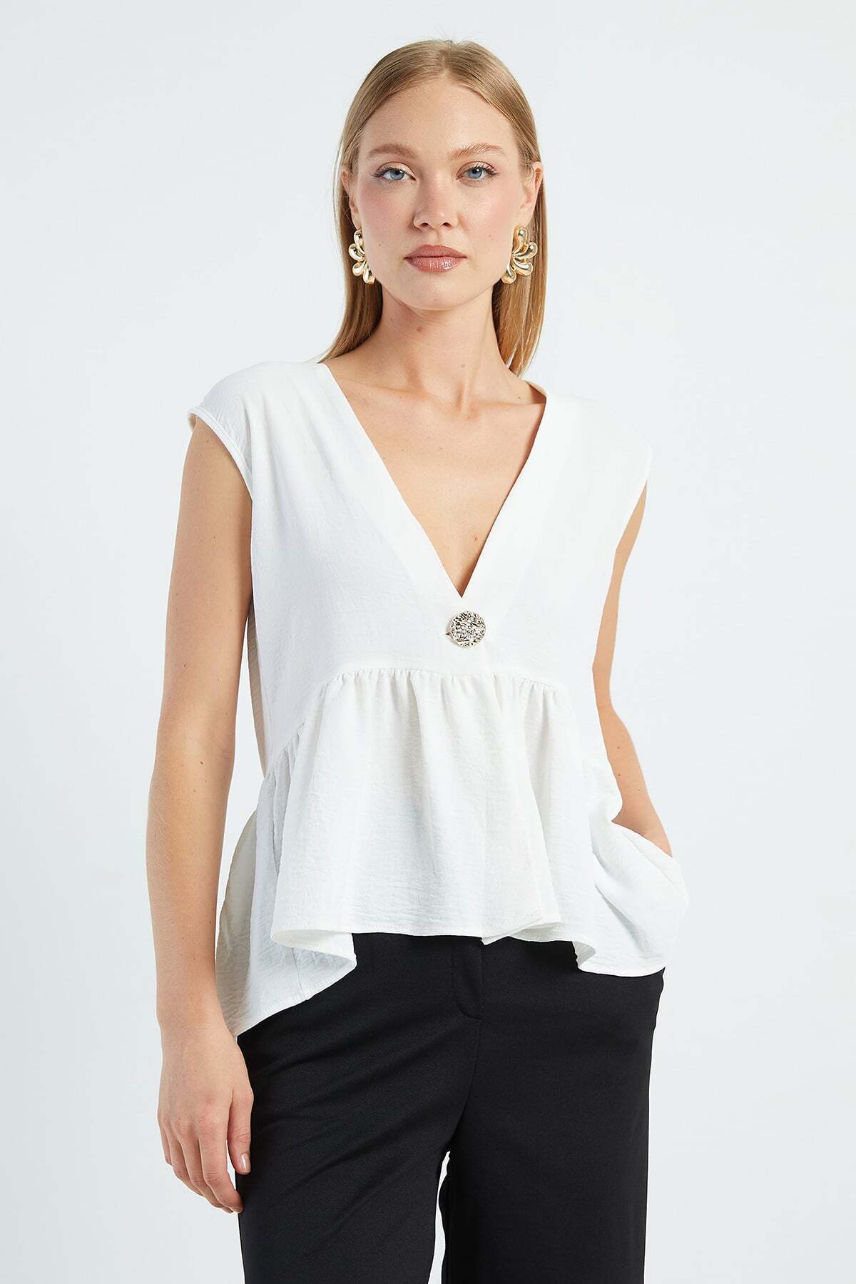 Single Button Ayrobin Fabric Vest - MALLTURK