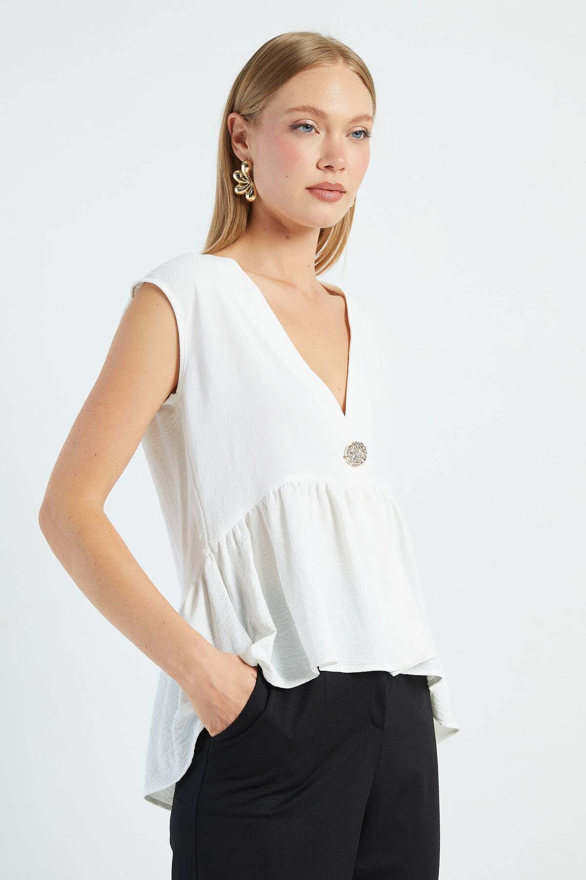 Single Button Ayrobin Fabric Vest - MALLTURK