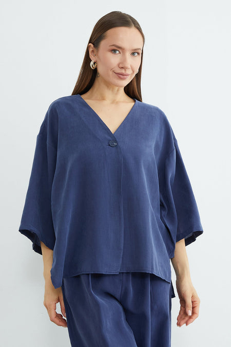 Single Button TENCEL™ Fabric Oversized Jacket - MALLTURK