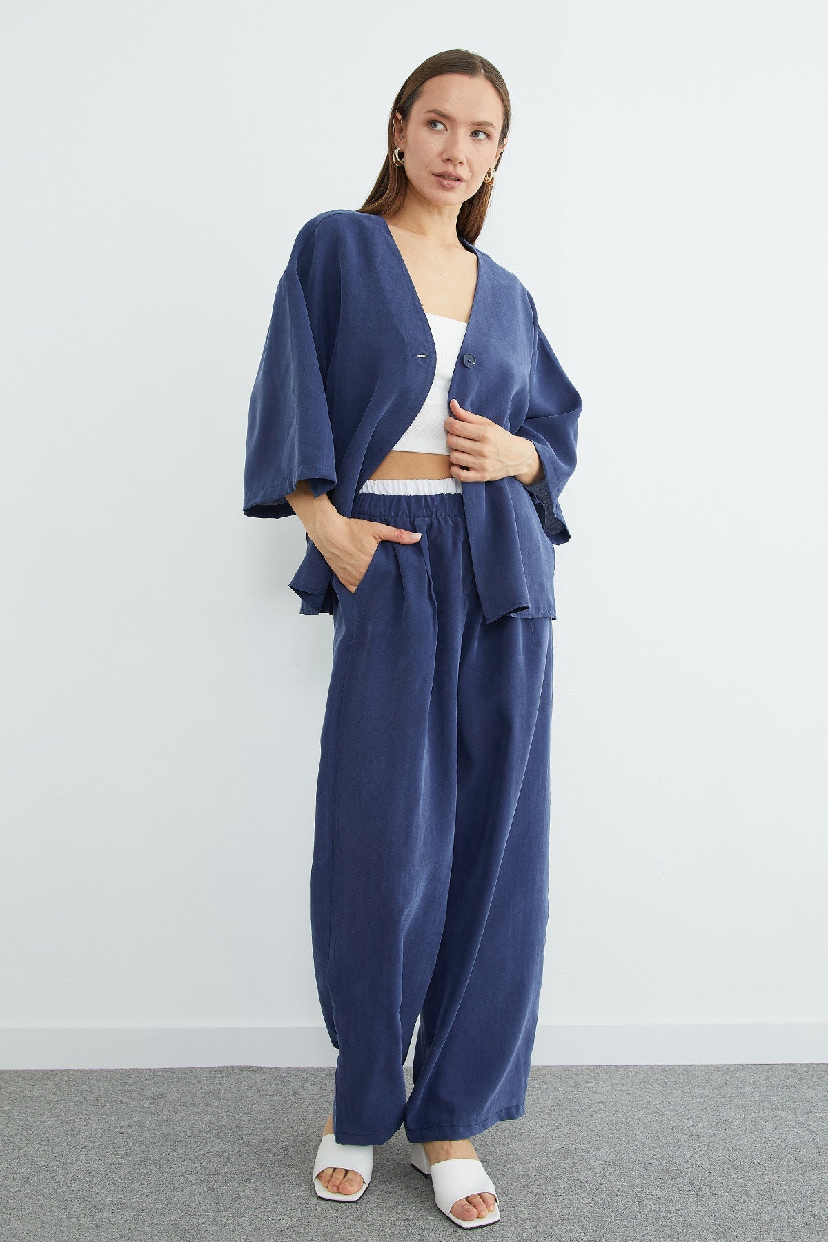 Single Button TENCEL™ Fabric Oversized Jacket - MALLTURK