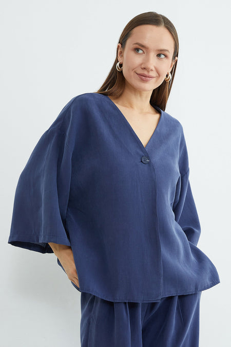 Single Button TENCEL™ Fabric Oversized Jacket - MALLTURK