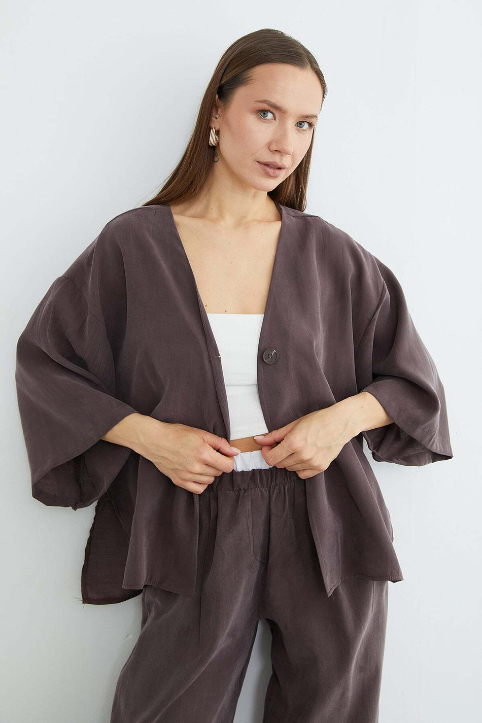 Single Button TENCEL™ Fabric Oversized Jacket - MALLTURK
