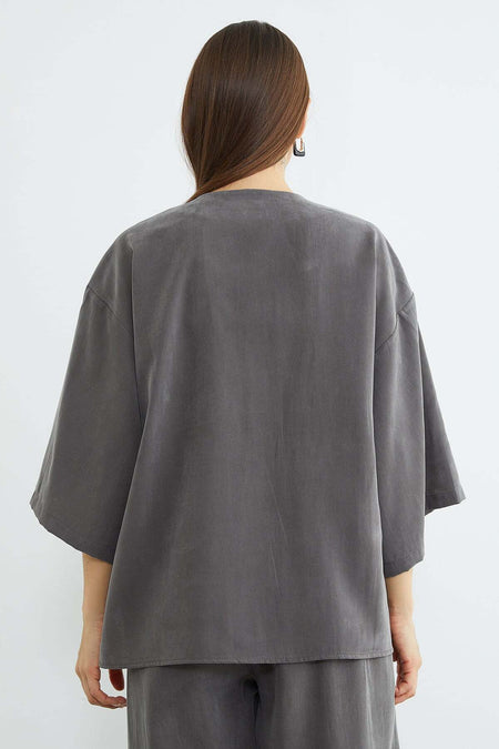 Single Button TENCEL™ Fabric Oversized Jacket - MALLTURK