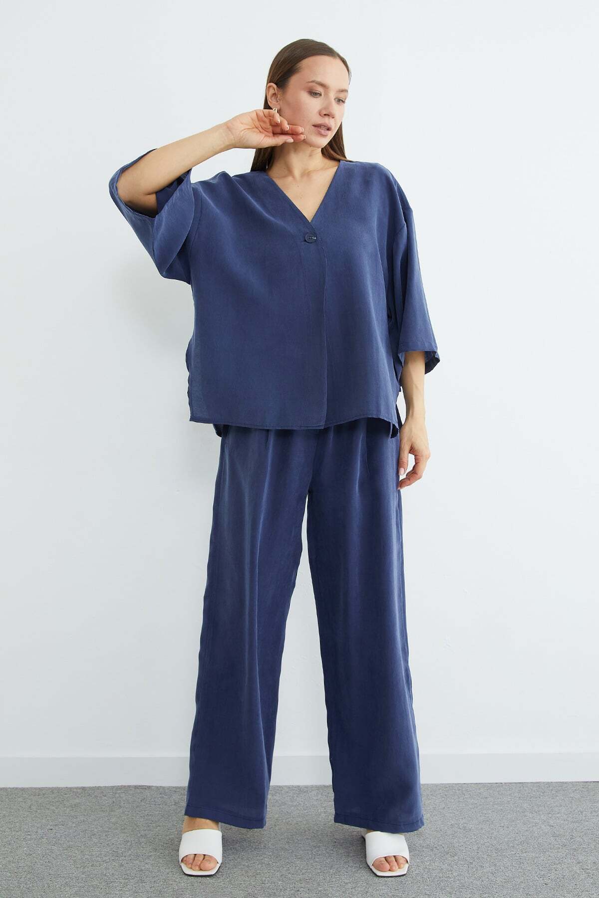 Single Button TENCEL™ Fabric Oversized Jacket - MALLTURK