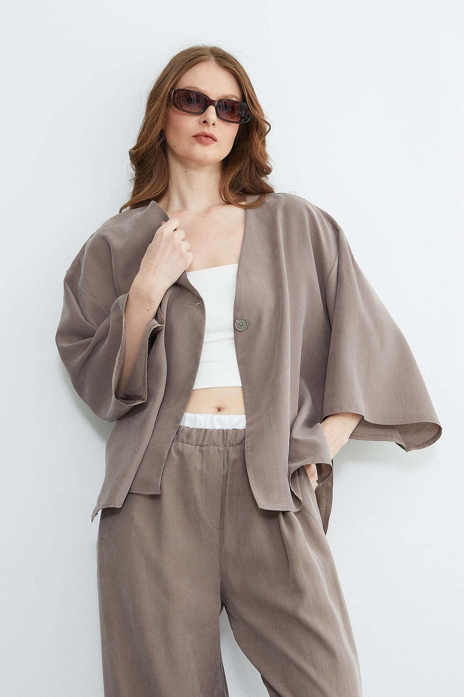Single Button TENCEL™ Fabric Oversized Jacket - MALLTURK
