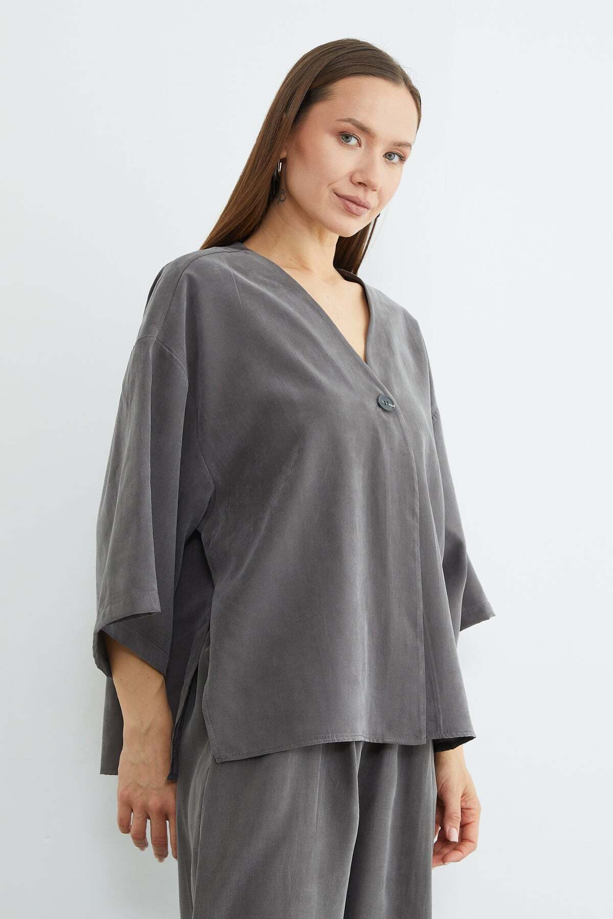 Single Button TENCEL™ Fabric Oversized Jacket - MALLTURK