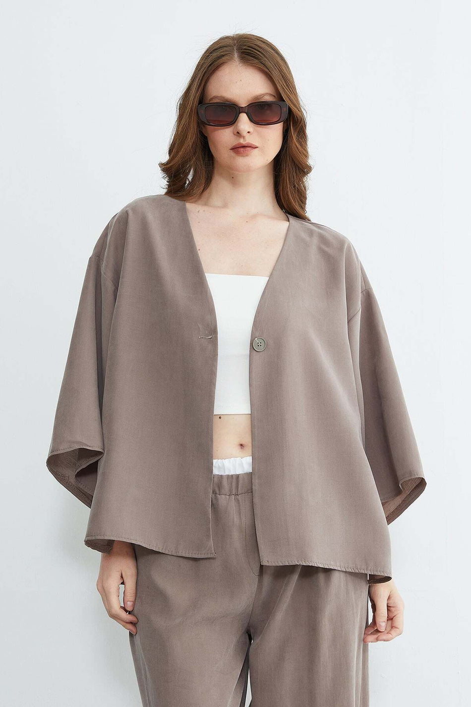 Single Button TENCEL™ Fabric Oversized Jacket - MALLTURK
