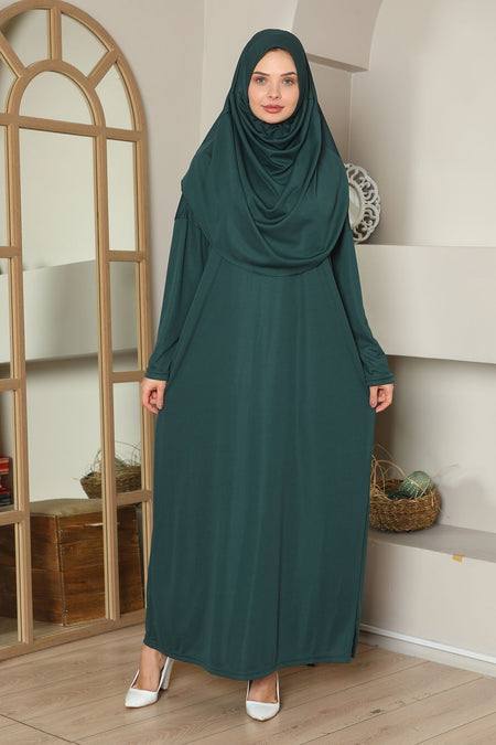 Single-Piece Prayer Dress Emerald Green - MALLTURK