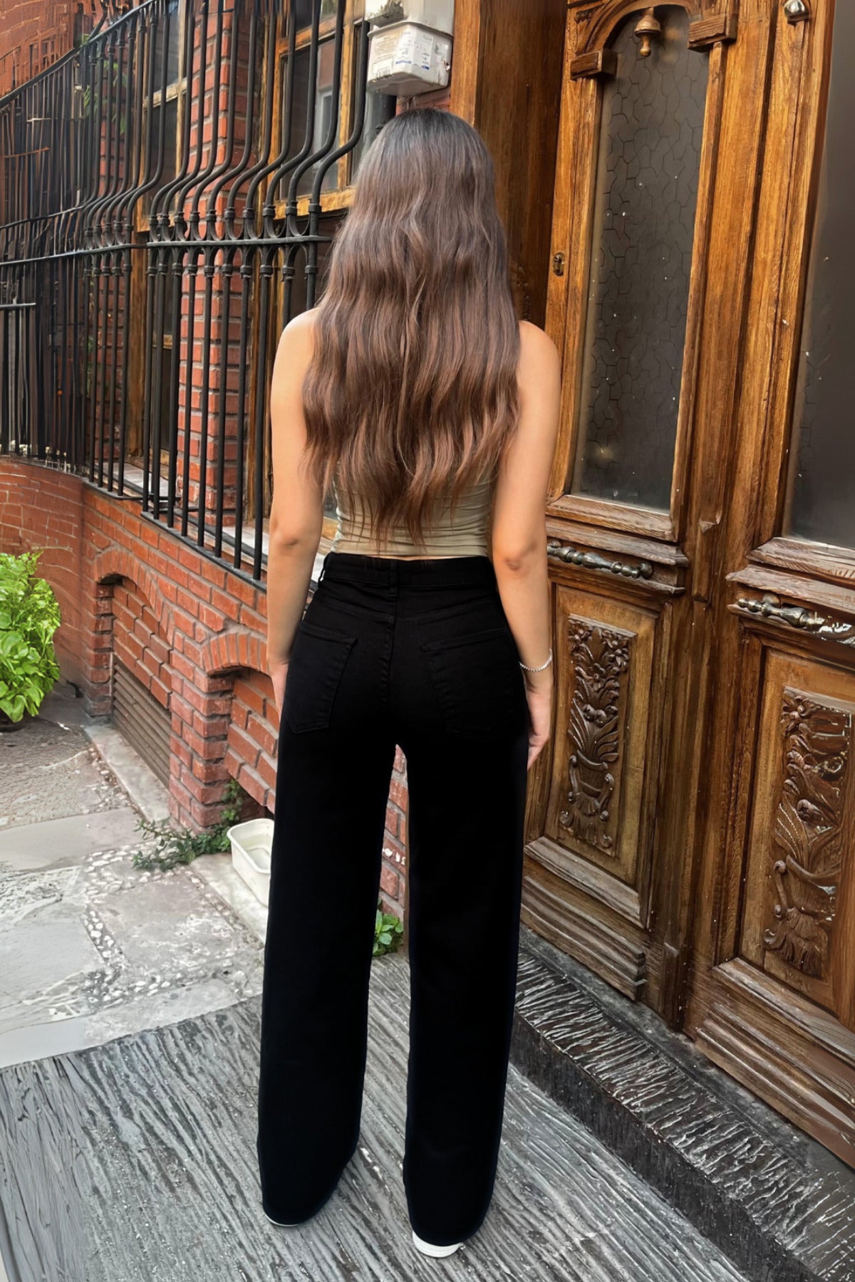 Siyah Yüksek Bel Wide Leg Jeans - MALLTURK