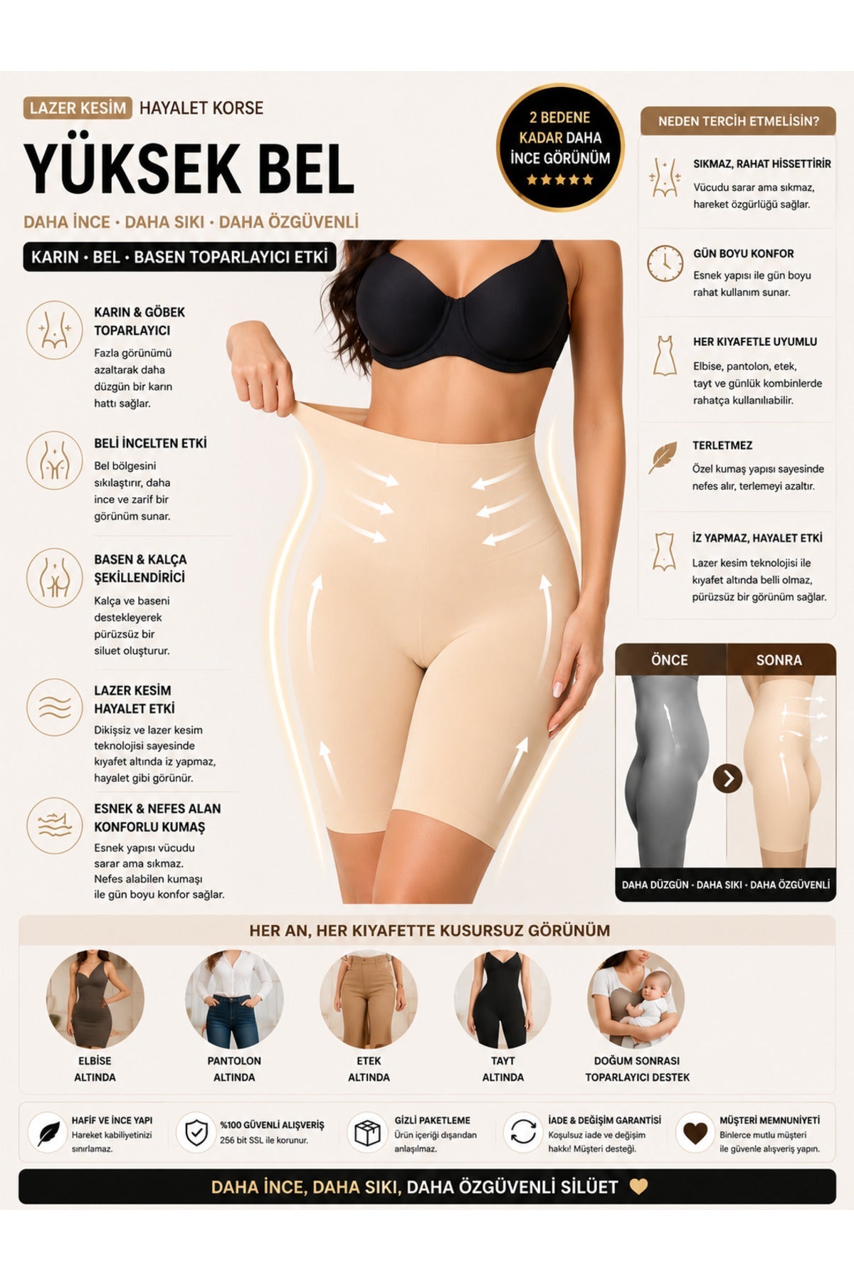 Slimming, Non-Marking Laser Cut Long Corset 4401 - MALLTURK