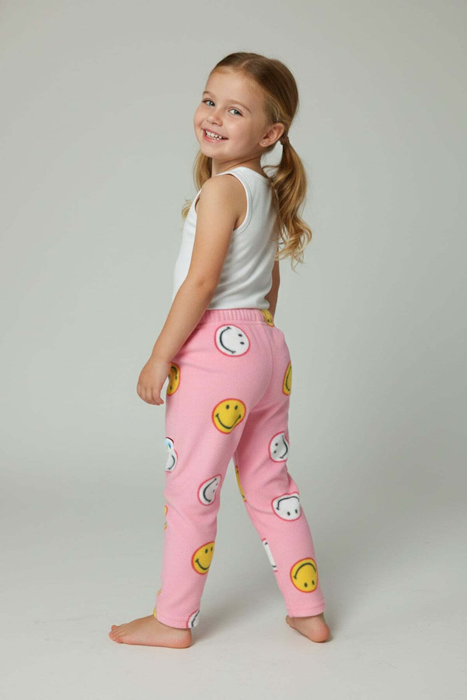 Smiling Face Patterned Fleece Unisex Children's Pajama Bottoms - MALLTURK