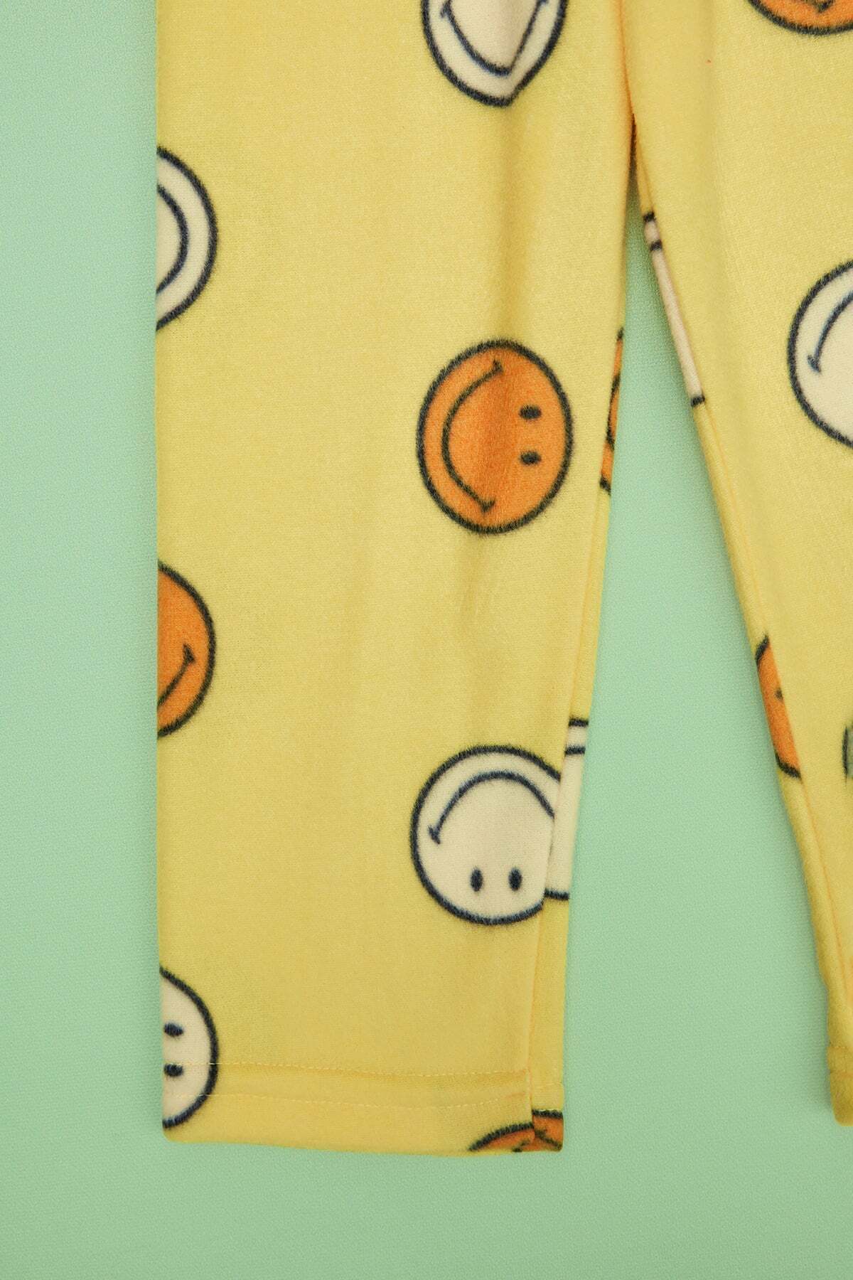 Smiling Face Patterned Fleece Unisex Children's Pajama Bottoms - MALLTURK