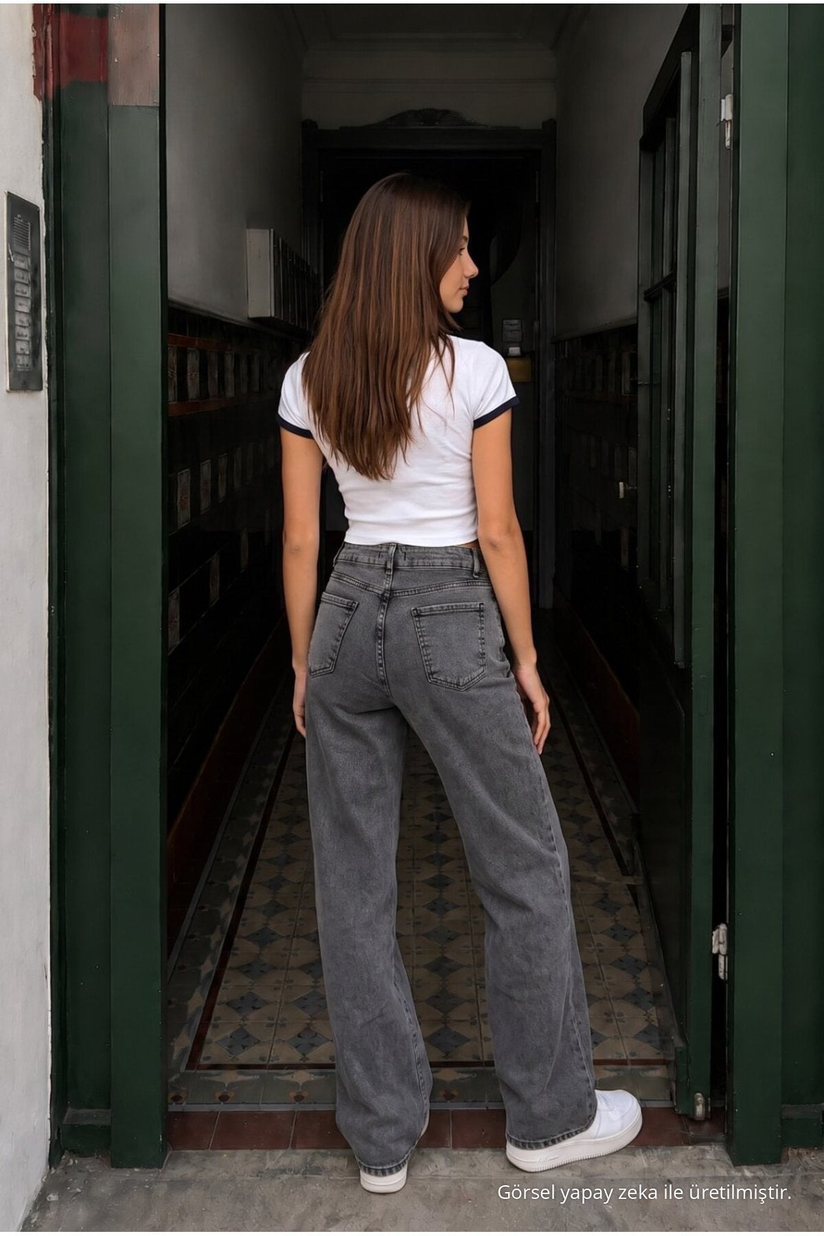 Smoke Grey High Waist Wide Leg Lycra Palazzo School Pants - MALLTURK