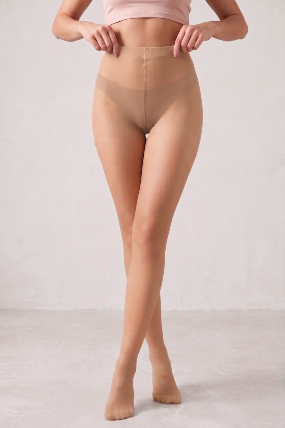 Soğan Kabuğu F 15 Den Transparent Shiny Toe Pantyhose - MALLTURK