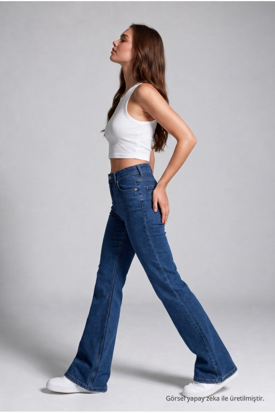 Spanish-style flared lycra/stretch denim jeans, navy blue. - MALLTURK