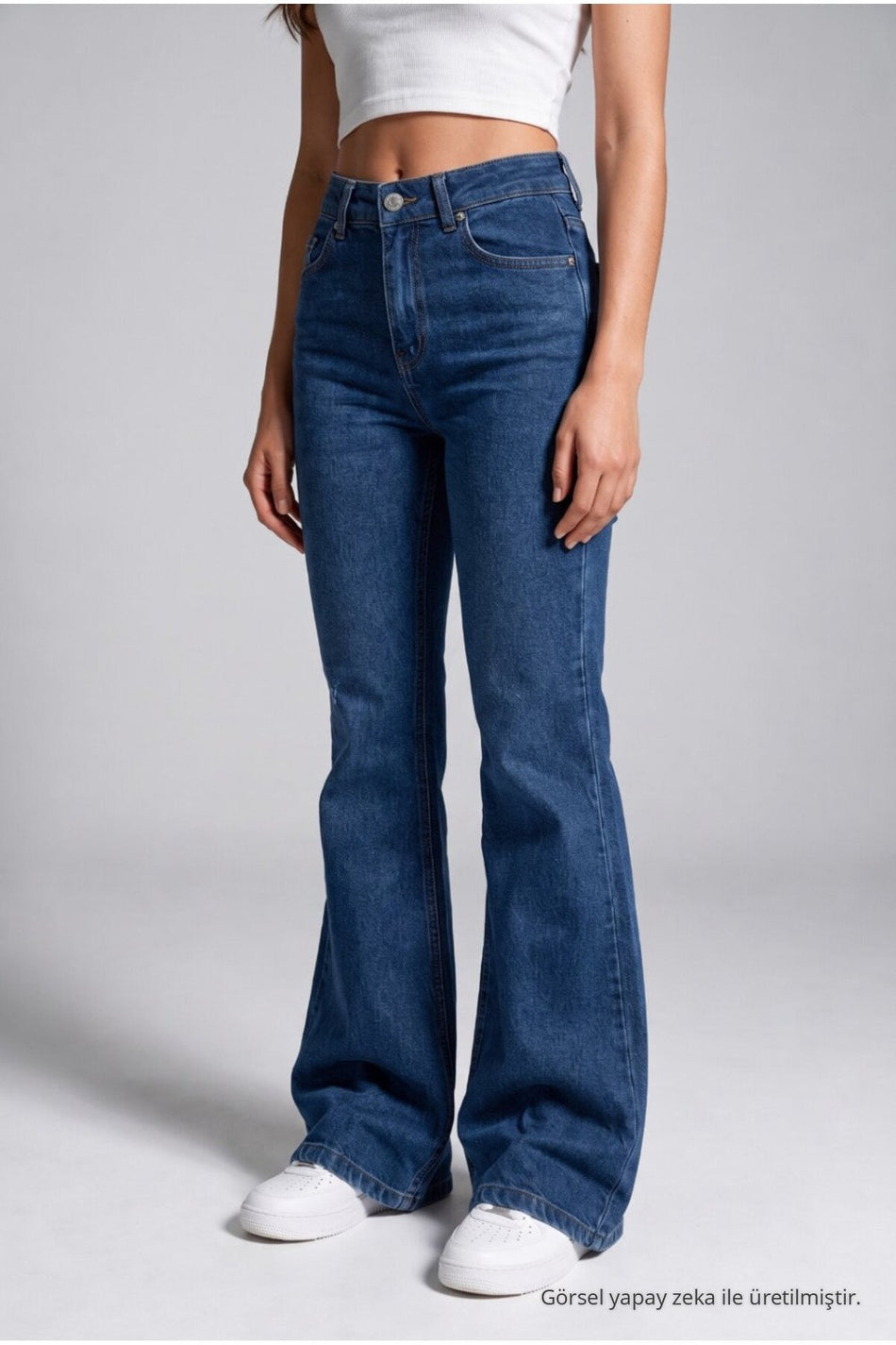 Spanish-style flared lycra/stretch denim jeans, navy blue. - MALLTURK