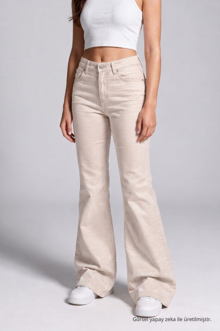 Spanish-style Lycra/Stretch Jeans, Beige - MALLTURK
