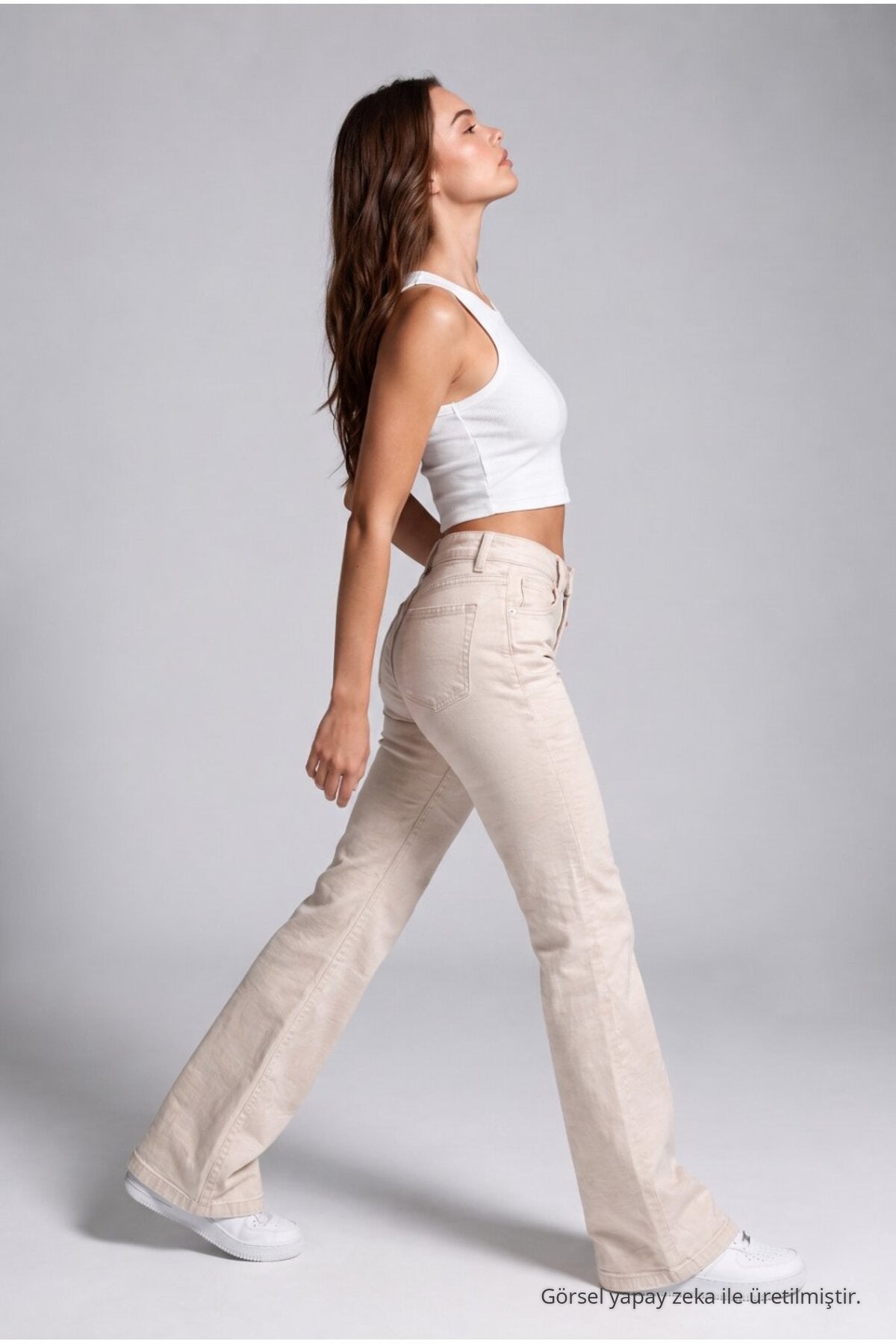 Spanish-style Lycra/Stretch Jeans, Beige - MALLTURK