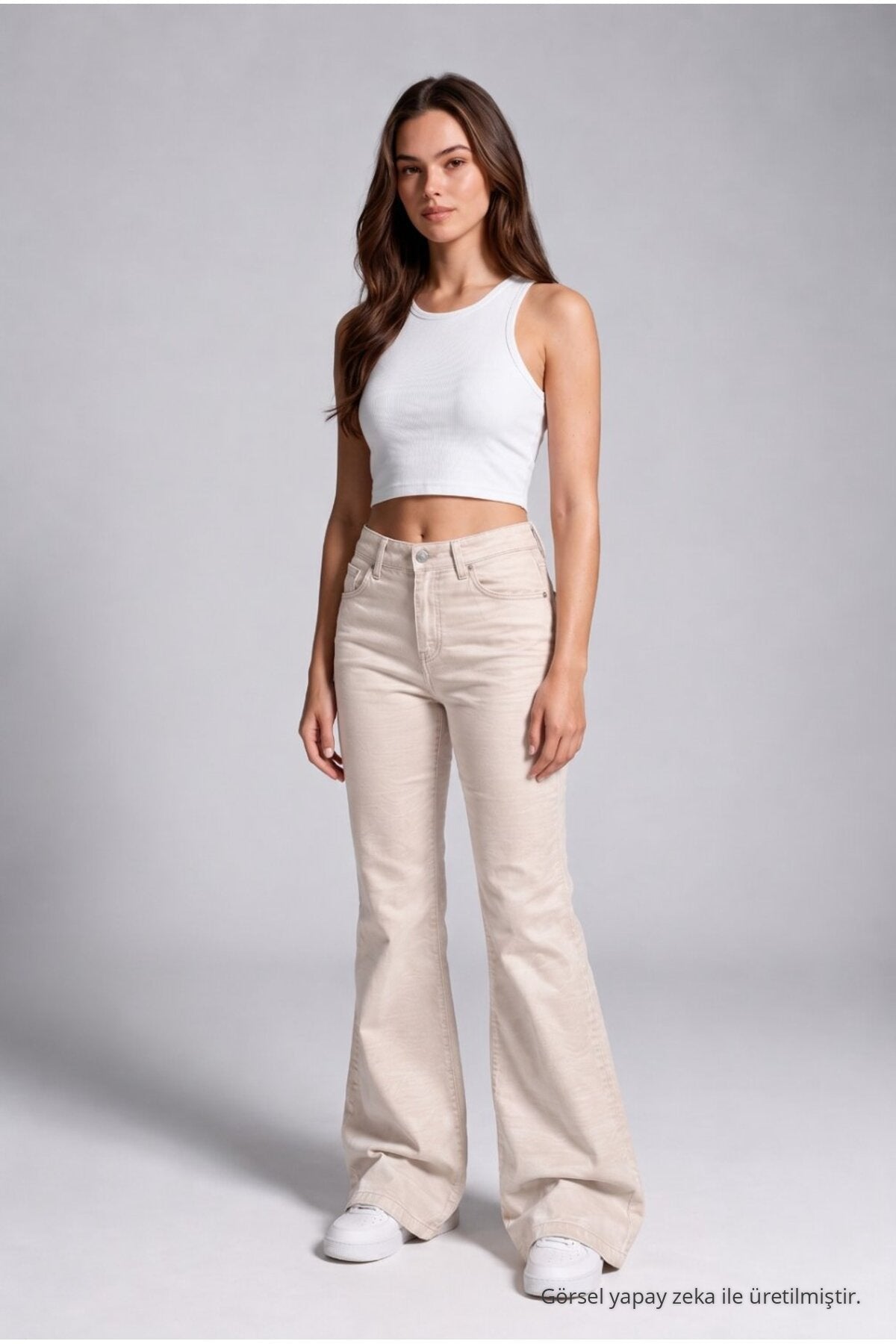 Spanish-style Lycra/Stretch Jeans, Beige - MALLTURK