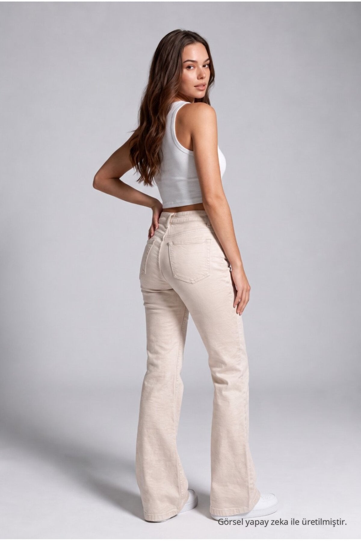Spanish-style Lycra/Stretch Jeans, Beige - MALLTURK