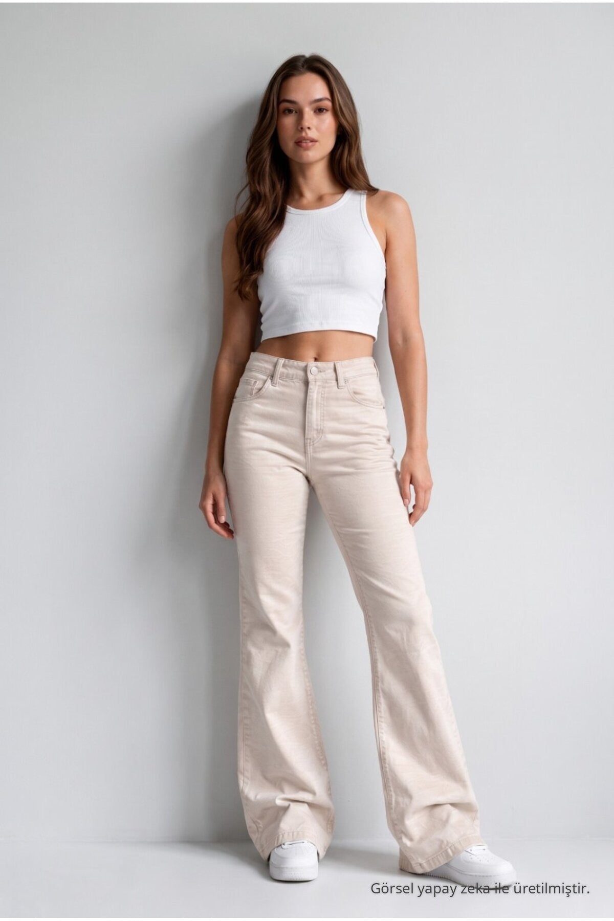 Spanish-style Lycra/Stretch Jeans, Beige - MALLTURK