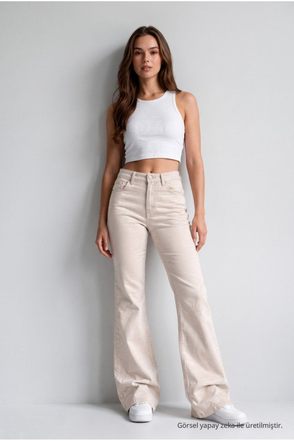 Spanish-style Lycra/Stretch Jeans, Beige - MALLTURK