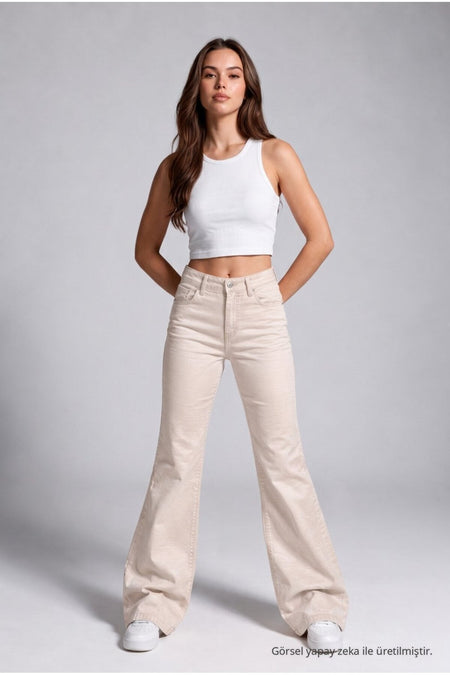 Spanish-style Lycra/Stretch Jeans, Beige - MALLTURK