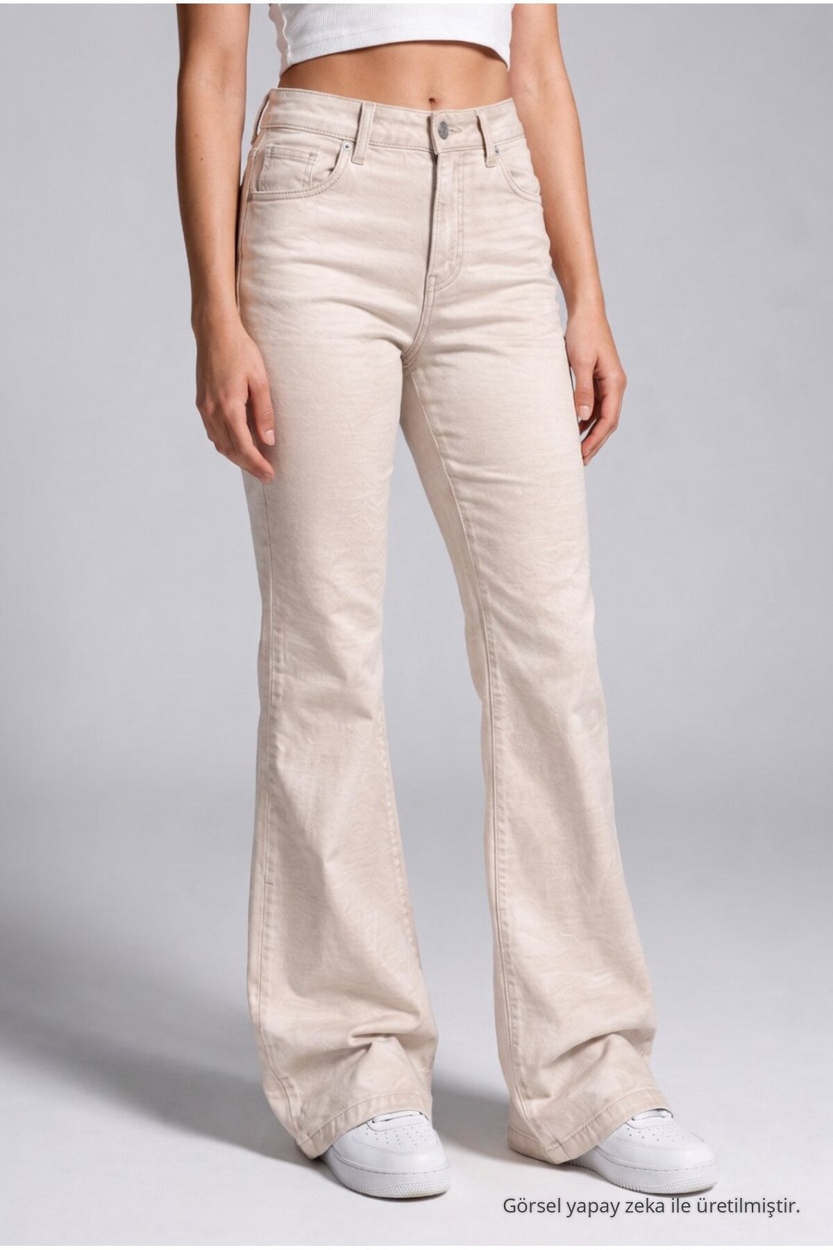 Spanish-style Lycra/Stretch Jeans, Beige - MALLTURK