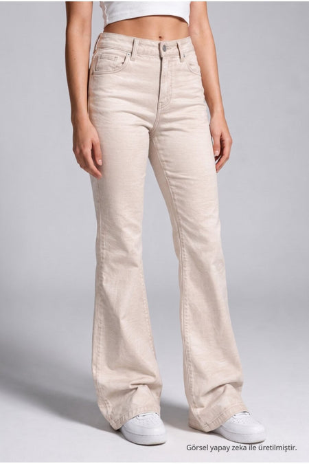 Spanish-style Lycra/Stretch Jeans, Beige - MALLTURK
