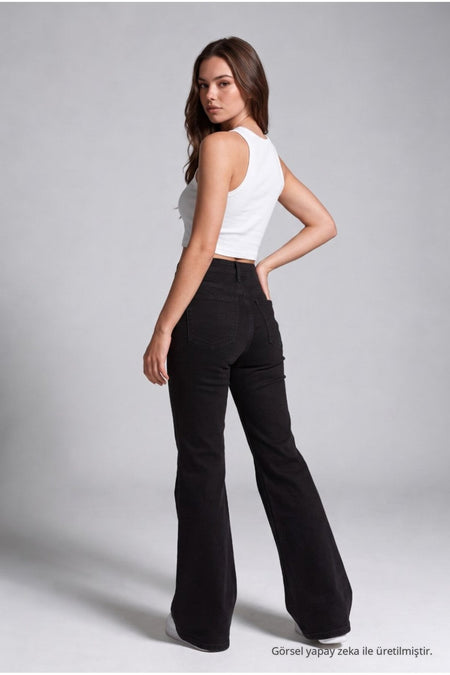 Spanish-style Lycra/Stretch Jeans, Black - MALLTURK