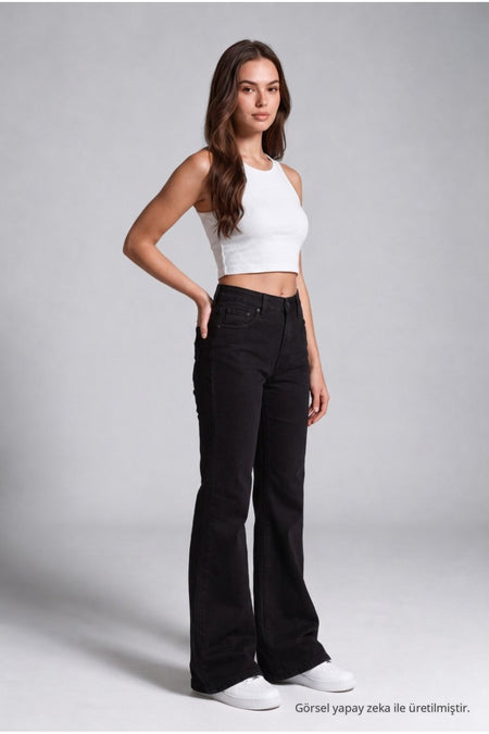 Spanish-style Lycra/Stretch Jeans, Black - MALLTURK