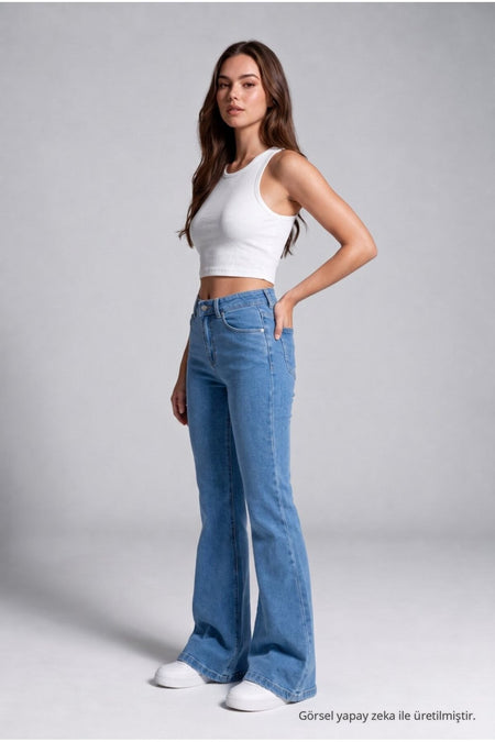 Spanish-style Lycra/Stretch Jeans, Blue - MALLTURK