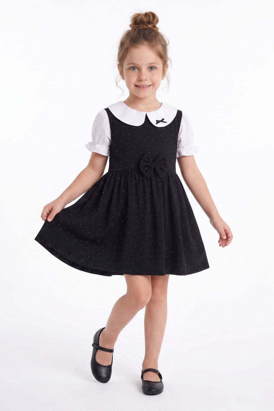 Stoned Baby Collar Bowknot Girl's Dress - MALLTURK
