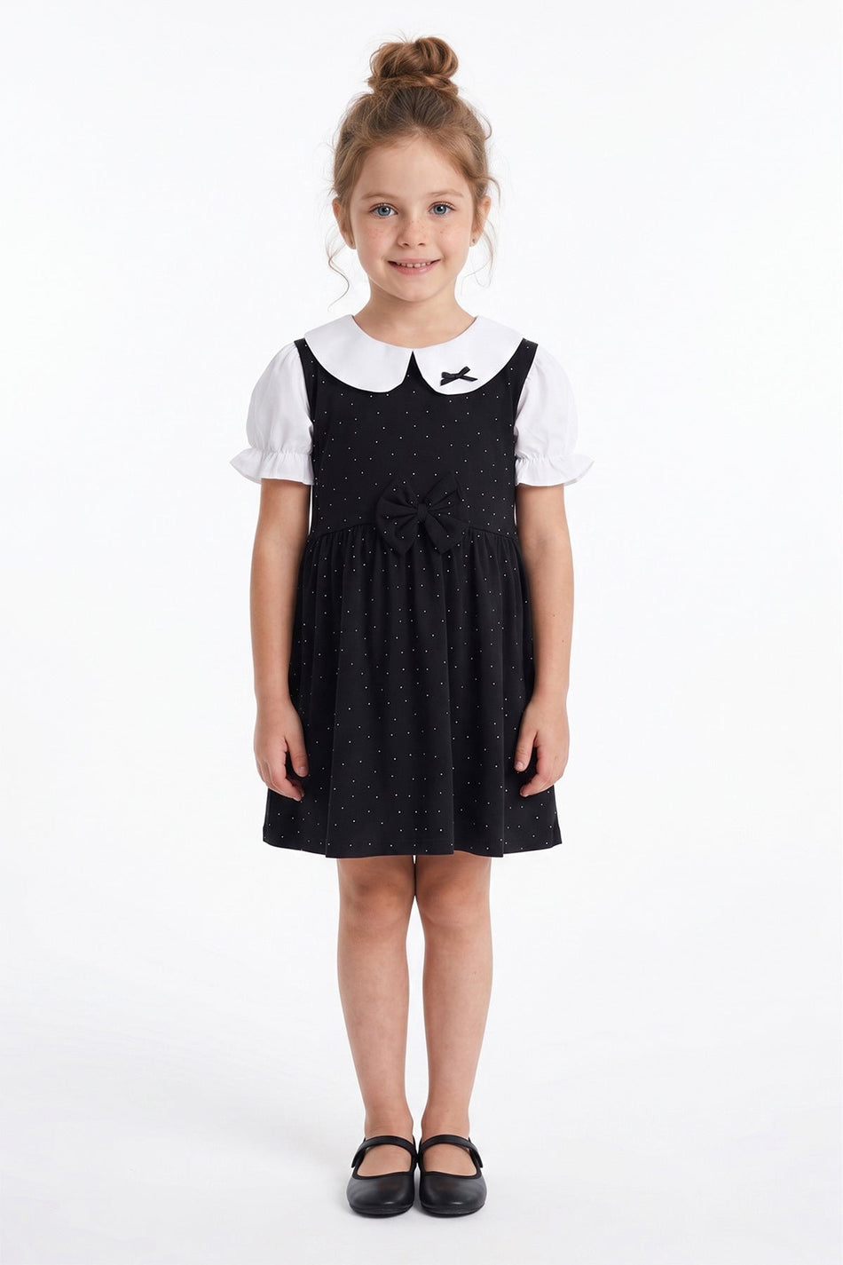 Stoned Baby Collar Bowknot Girl's Dress - MALLTURK