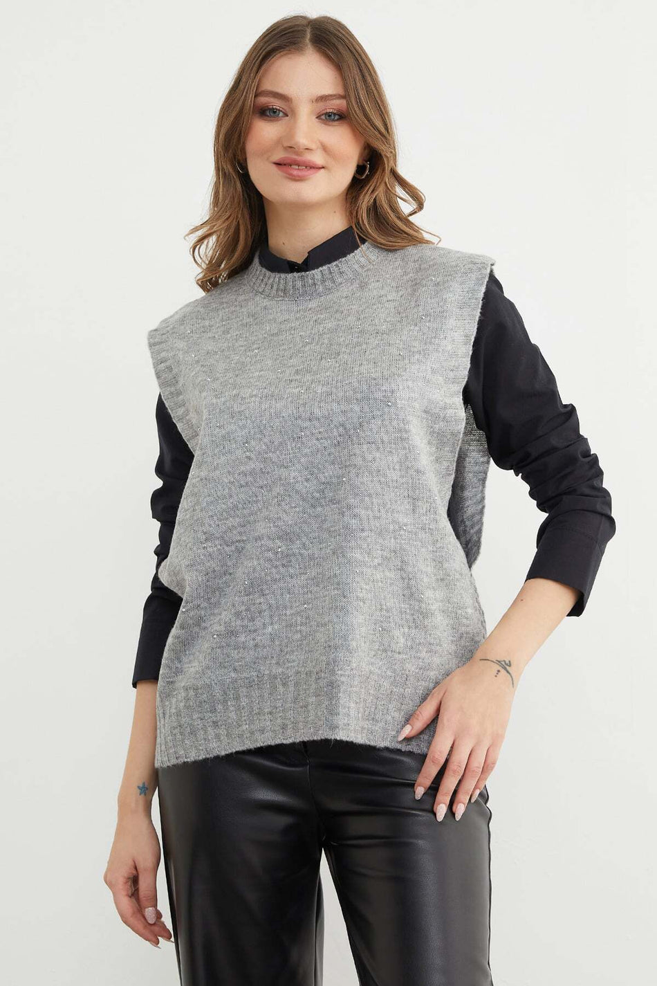 Stoned Crew Neck Knitwear Sweater - MALLTURK
