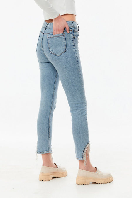 Stoned High Waist Straight Fit Girl's Jeans - MALLTURK