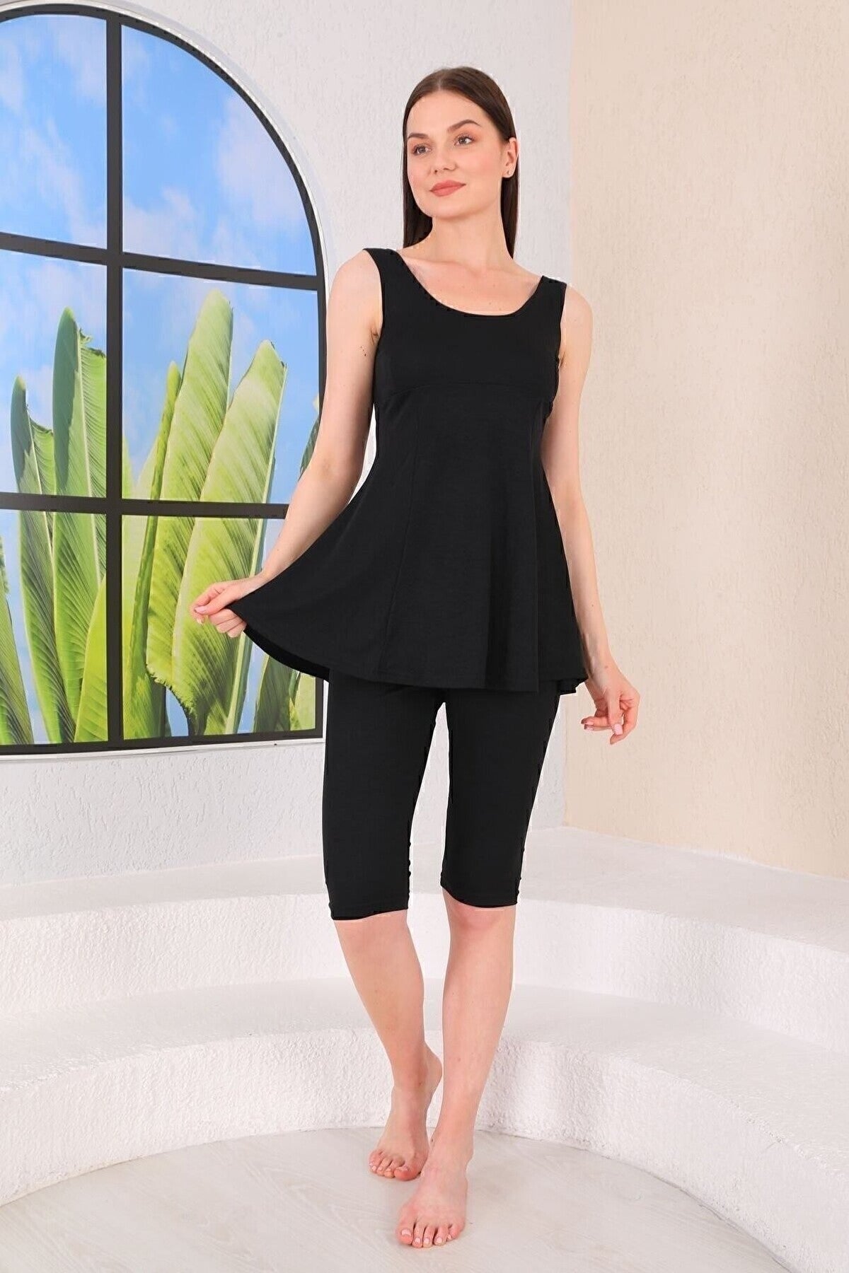 Strappy Tights Semi-Closed Dress Piece Swimsuit Lycra - MALLTURK