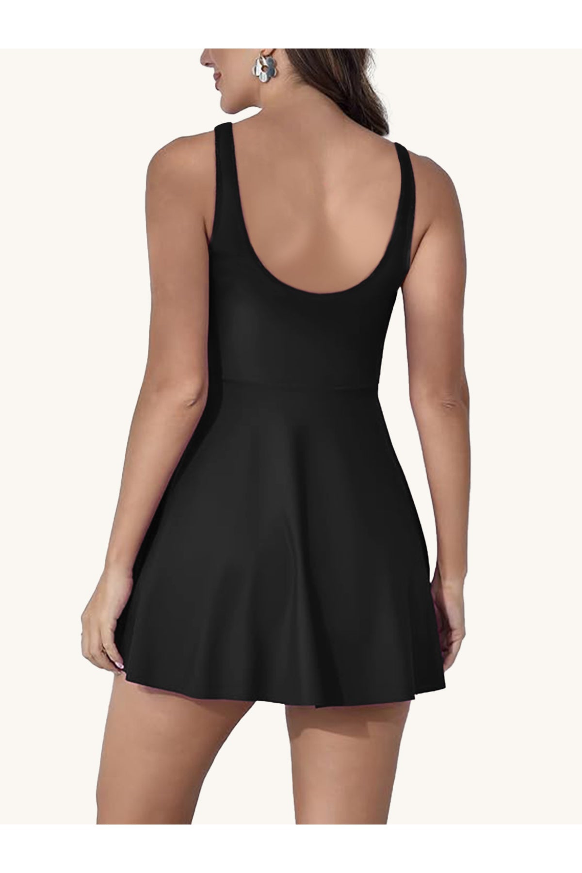 Stretch Fabric Dress Swimsuit with United Shorts Stretch Fabric Chest Pad Women's Swimsuit Black / Sea / Swimsuit with Shorts - MALLTURK
