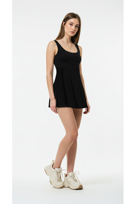 Stretch Fabric Dress Swimsuit with United Shorts Stretch Fabric Chest Pad Women's Swimsuit Black / Sea / Swimsuit with Shorts - MALLTURK