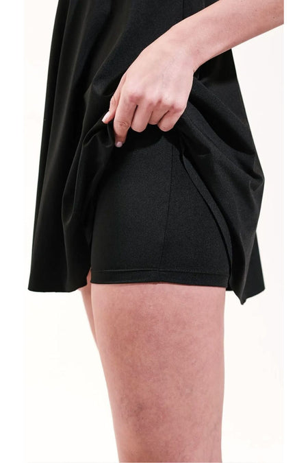 Stretch Fabric Dress Swimsuit with United Shorts Stretch Fabric Chest Pad Women's Swimsuit Black / Sea / Swimsuit with Shorts - MALLTURK