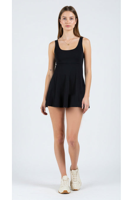 Stretch Fabric Dress Swimsuit with United Shorts Stretch Fabric Chest Pad Women's Swimsuit Black / Sea / Swimsuit with Shorts - MALLTURK