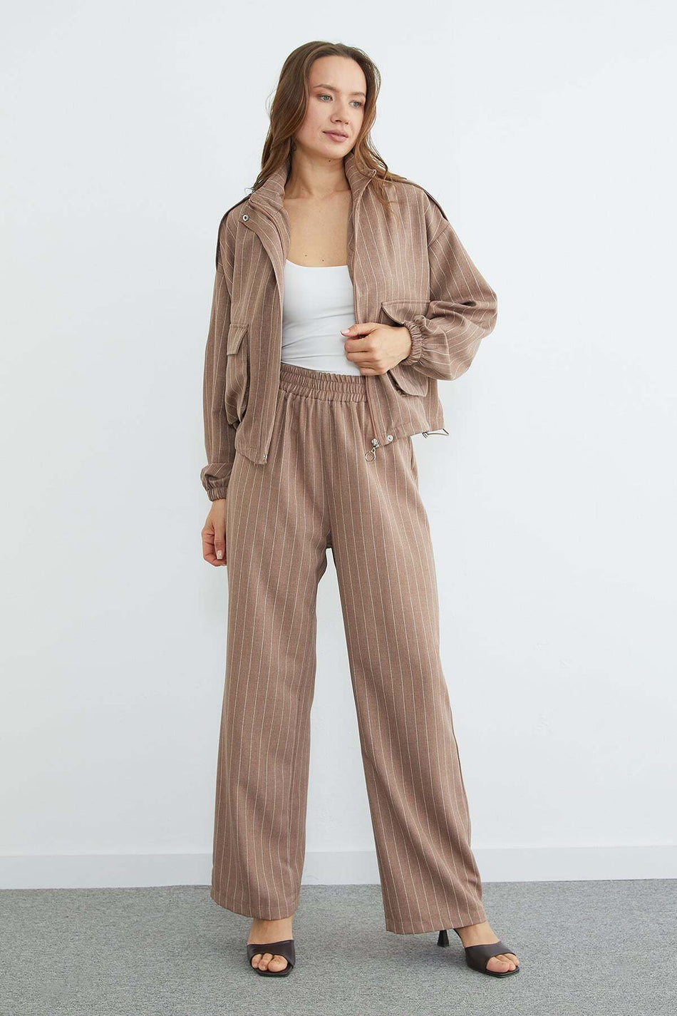 Striped 2-Piece Set with Stopper and Zipper - MALLTURK