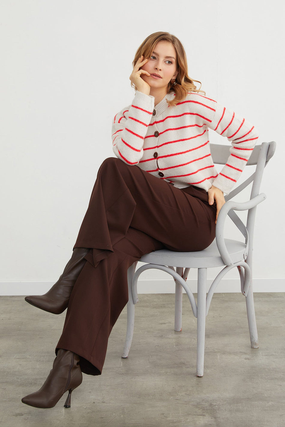 Striped Buttoned Knitwear Cardigan - MALLTURK