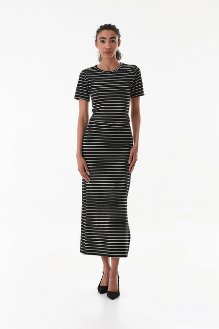 Striped Crew Neck Crop Suit - MALLTURK