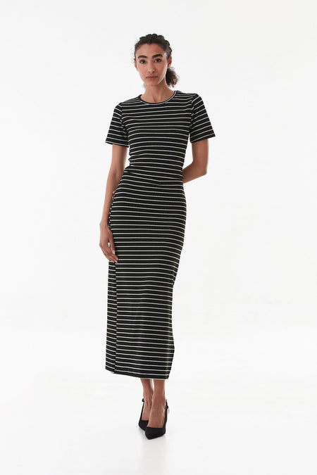 Striped Crew Neck Crop Suit - MALLTURK
