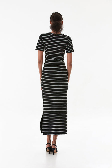 Striped Crew Neck Crop Suit - MALLTURK
